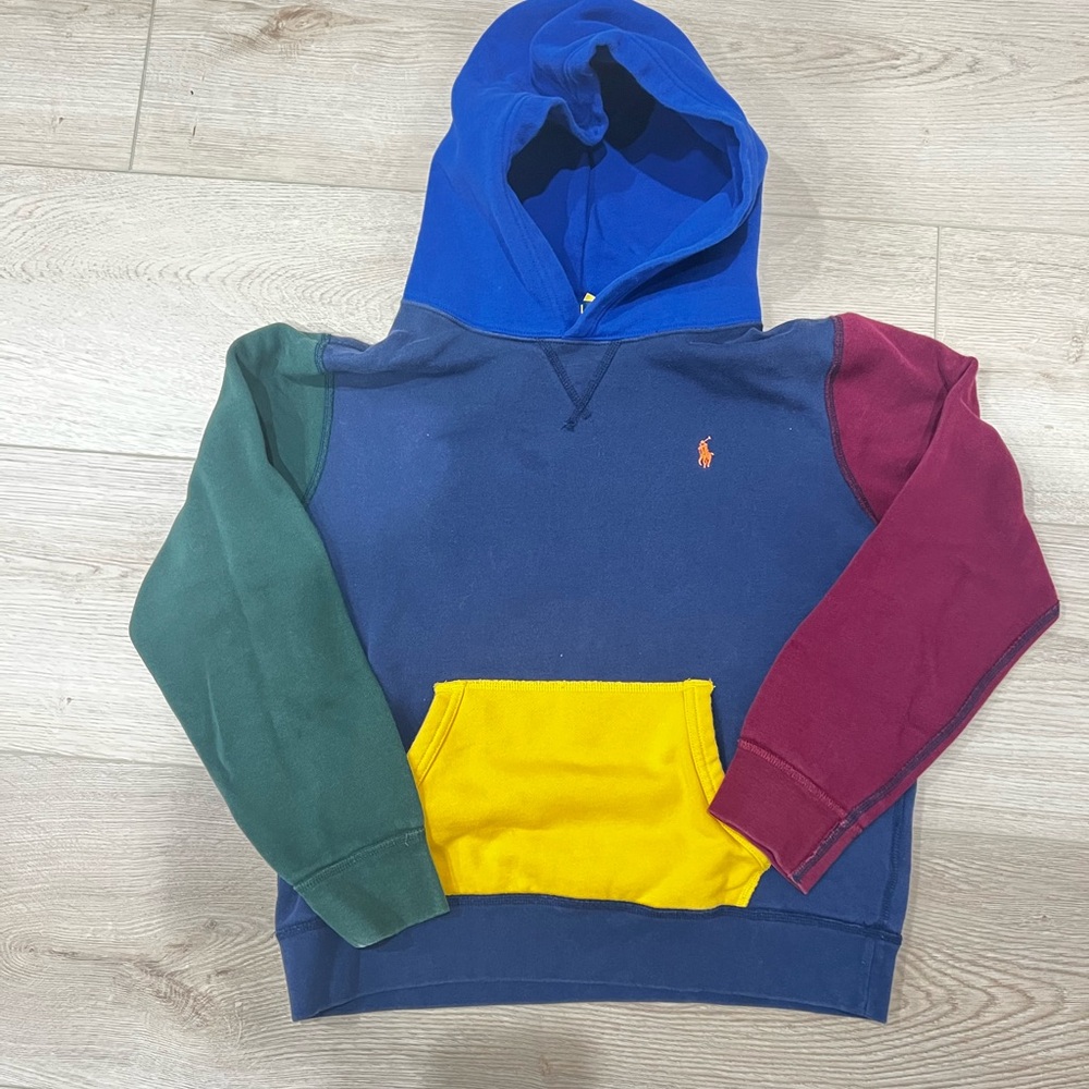 Polo Ralph Lauren Boys L (14-16) Color-Blocked Fleece Hoodie - Navy/Multi